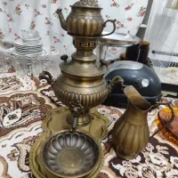 سماور ذغالی۳ لیتری و دیس مسی قدیمی