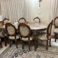 سرویس مبل کلاسیک منبت کاری شده با میزناهار خوری