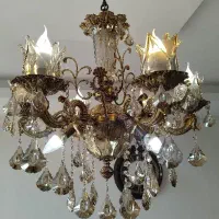 لوستر برنزی سنگین ۶شاخه|لوستر و چراغ آویز|کرج, باغستان|دیوار