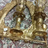 خرید لوستر.آینه و شمعدان برنجی