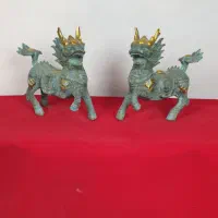 مجسمه برنز اژدها دم برگی پتینه سبز برنزی