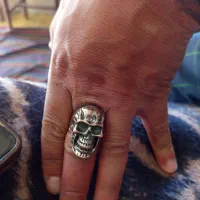 انگشتر استیل اسکلتی ،چشم شبرنگ دار