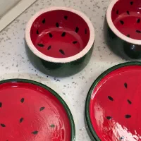 ظروف پذیرایی یلدایی سنگ مصنوعی طرح هندوانه|ظروف سرو و پذیرایی|تهران, هاشمی|دیوار