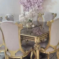 میزنهارخوری۸نفره ورق طلا|میز و صندلی غذاخوری|مشهد, آبکوه|دیوار