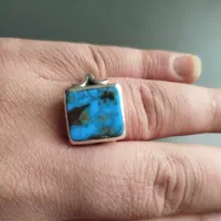 انگشتر نقره سنگین سنگ فیروزه اصل نیشابور|جواهرات|تهران, پرواز|دیوار