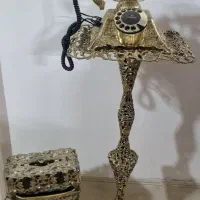 برنز ..تلفن و میز تلفن .سطل و جا دستمال کاغذی برنز