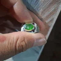 انگشتر گارنت سبز ایه رزق ضابطی عقیق کهنه