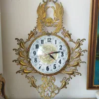 ساعت دیواری برنز و ساعت ایستاده چوبی طرح برنز