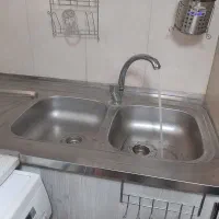 سینک ظرفشویی با شیر و ۲ عدد شیر روشویی
