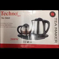 چای ساز مارک تکنو کتری استیل و قوری پیرکس  (نو)