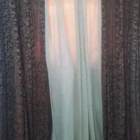 پرده مخمل قهوه ای با تور سفید