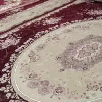 فرش ماشینی زرشکی و کرمی