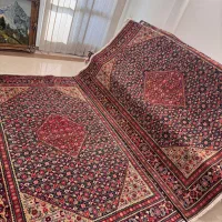 جفت ۶ متری دستبافت ماهی زمینه سرمه‌ای گوشتدار