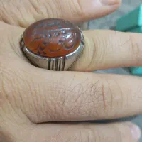 انگشتر عقیق خطی قدیمی