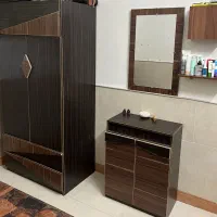 تخت تک نفره کمد لباس جاکفشی آیینه میز تی وی تشک|تخت و سرویس خواب|رفسنجان, |دیوار