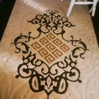 گلیم فرش ۶ متری کرم قهوه ای زری دار