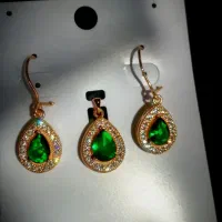 نیم ست نگین دار زنانه  استیل  گل مشکی جدید