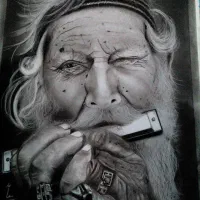 نقاشی سیاه قلم چهره|تابلو، نقاشی، عکس|یزد, |دیوار