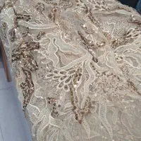 پارچه لباس عروس ب رنگ نباتی