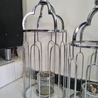 استند دکوری جاشمعی فانوسی استیل|صنایع دستی و سایر لوازم تزئینی|بافق, |دیوار