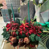 شمع و گل یلدایی|گل مصنوعی|مشهد, گلبرگ|دیوار