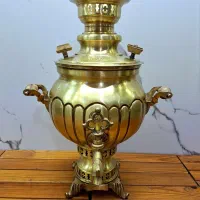 سماور زغالی ۶لیتری راه راه برنجی