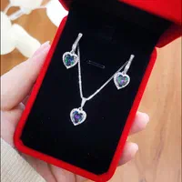 نیم ست نقره قلب سبز green &love روکش طلا کادویی|بدلیجات|تبریز, |دیوار