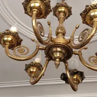 دو عدد لوستر برنز قدیمی سنگین سیاه قلم