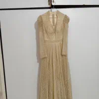 لباس مجلسی کرمی ژپون دار