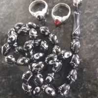 دوعددانگشترنقره دست دلبر باتسبیح کشکول نقره کوب