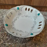 میوه خوری چینی پایه استیل گل برجسته