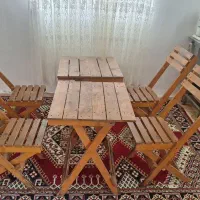 میز صندلی چوبی دو جفت