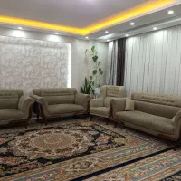 مبل راحتی نه نفره  چرم مخملی رنگ فیلی