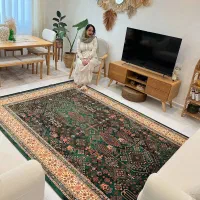 فرش ابریشمی طرح دستباف سلطان آباد سبز کد 1035