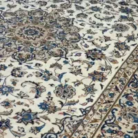 ۳ تخته فرش/دستبافت کاشان/۹متری/رنگ کرم