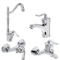 ست شیرالات قاجاری رنگ استیل براق با لوازم کامل