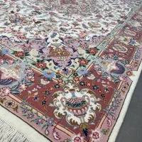 فرش دستباف (بساک)جفت ۹ متری کاسه کوزه گل ابریشم|فرش|مشکیندشت, |دیوار