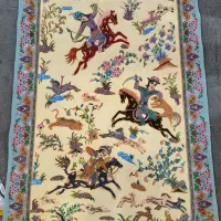 زرنیم چله نخ شکارگاه|تابلو فرش|تبریز, |دیوار