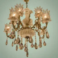 لوستر ۴+۴ شعله گل دار سرامیکی با سرپیچ شمعی