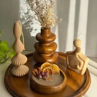 ست سینی سنگ مصنوعی و شمع|صنایع دستی و سایر لوازم تزئینی|شهریار, شهریار|دیوار