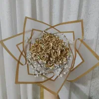 دسته گل روبان طلایی