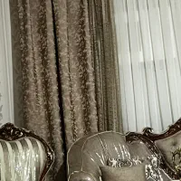 شال پرده دوعدد رنگ نسکافه ای