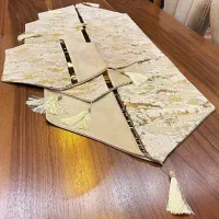 رومیزی سه تکه پتینه نواردار چرم