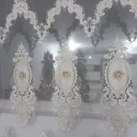 پرده حریر گل برجسته ۳متر|پرده، رانر، رومیزی|الیگودرز, |دیوار