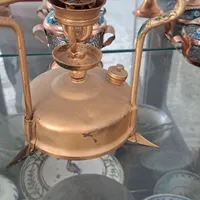 چراغ پریموز مسی و لیوان برنجی و دیگچه مسی