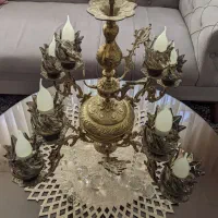 یک عدد لوستر برنجی ۸ شاخه/سنگین و زیبا|لوستر و چراغ آویز|تهران, جنت‌آباد شمالی|دیوار