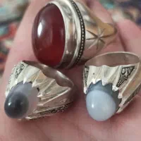 انگشتر نقره جفت با یک عدد عقیق|جواهرات|سنندج, |دیوار