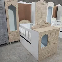 سرویس خواب سیسمونی کودک کمد تخت نوزاد نوجوان نگین|تخت و صندلی بچه|مشهد, شایه|دیوار