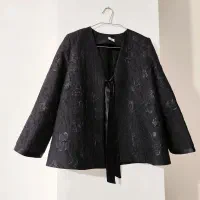 مانتو ژاکارد مشکی گرم بالا مجلسی شیک