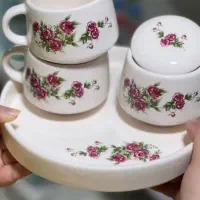 سینی و فنجون و قندون سرامیکی‌ کاردست